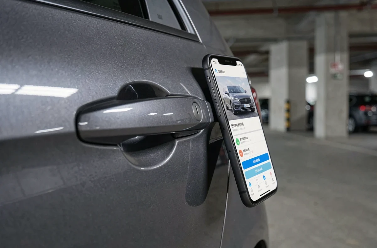 Application mobile officielle utilisée pour déverrouiller une voiture connectée sans clé physique