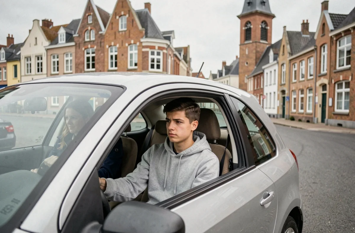 Élève en conduite accompagné dans les rues de Douai, Driving School Lubek Douai dans le Nord