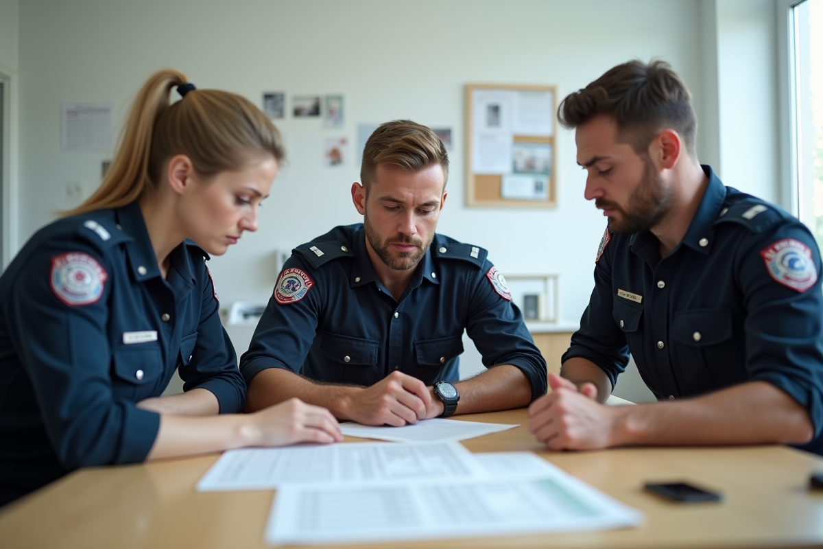 Equipe d’urgence en réunion pour intervention