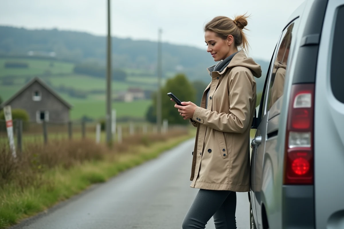 Femme regarde son smartphone près d
