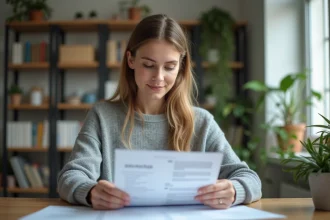 Jeune femme étudie un rapport de fiabilité à la maison
