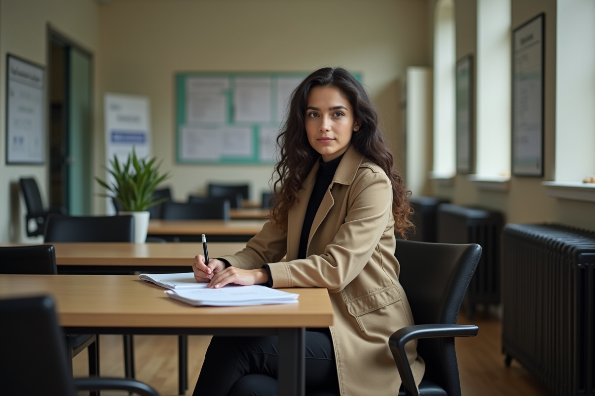 Femme française dans un bureau municipal