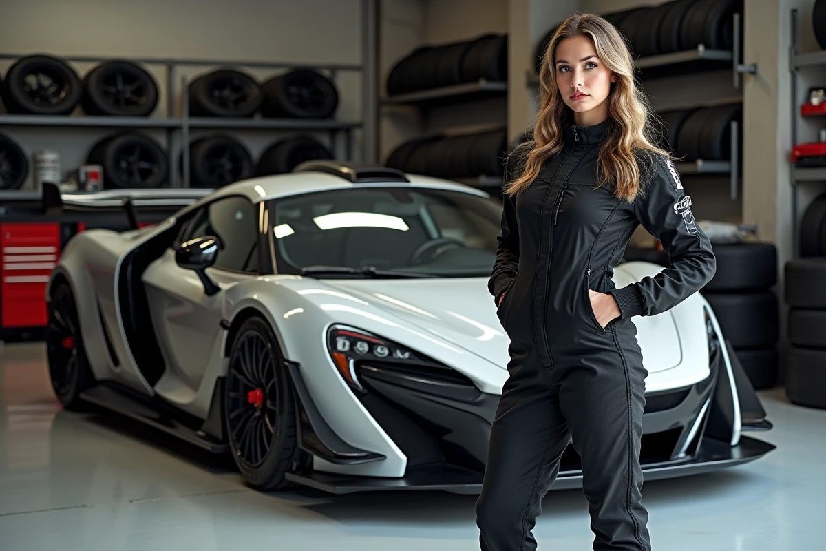 Jeune femme en combinaison pr&egrave;s d