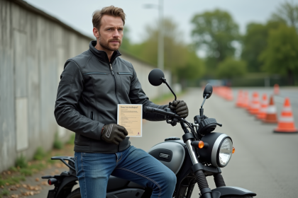 Homme avec permis moto et scooter aventure en extérieur