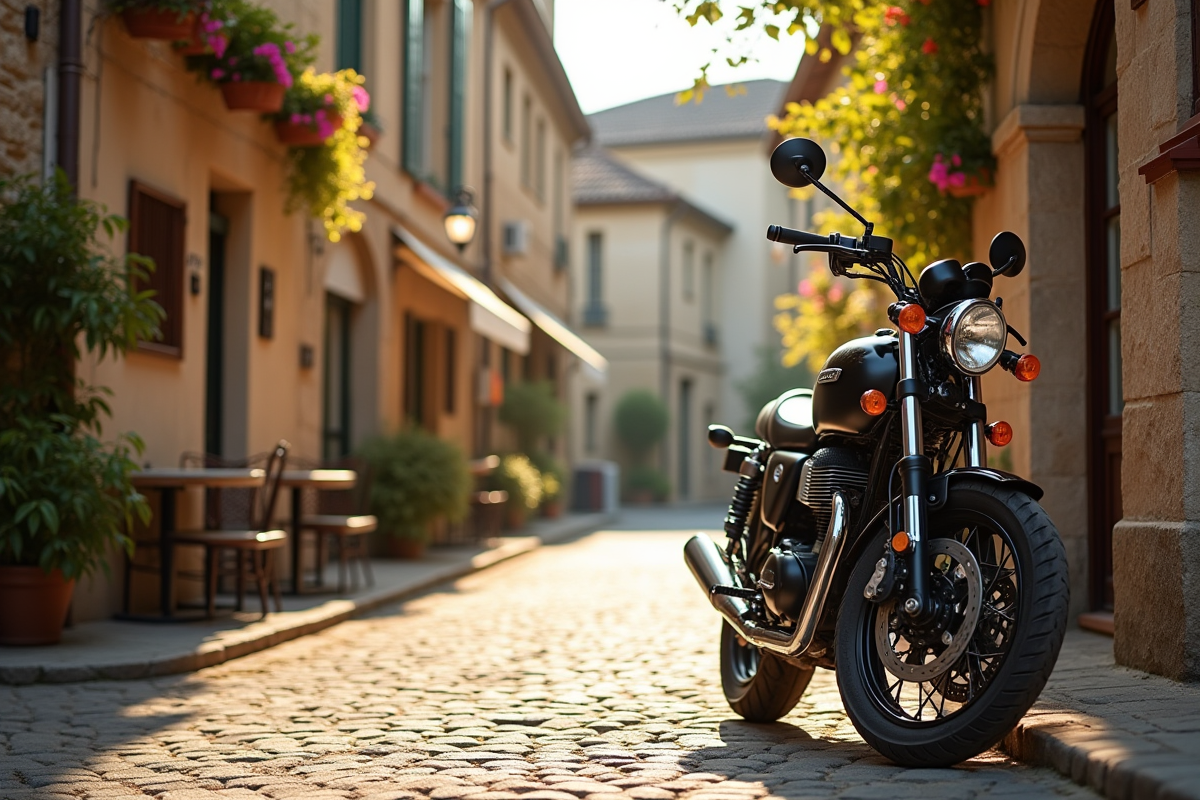 Moto garée près d