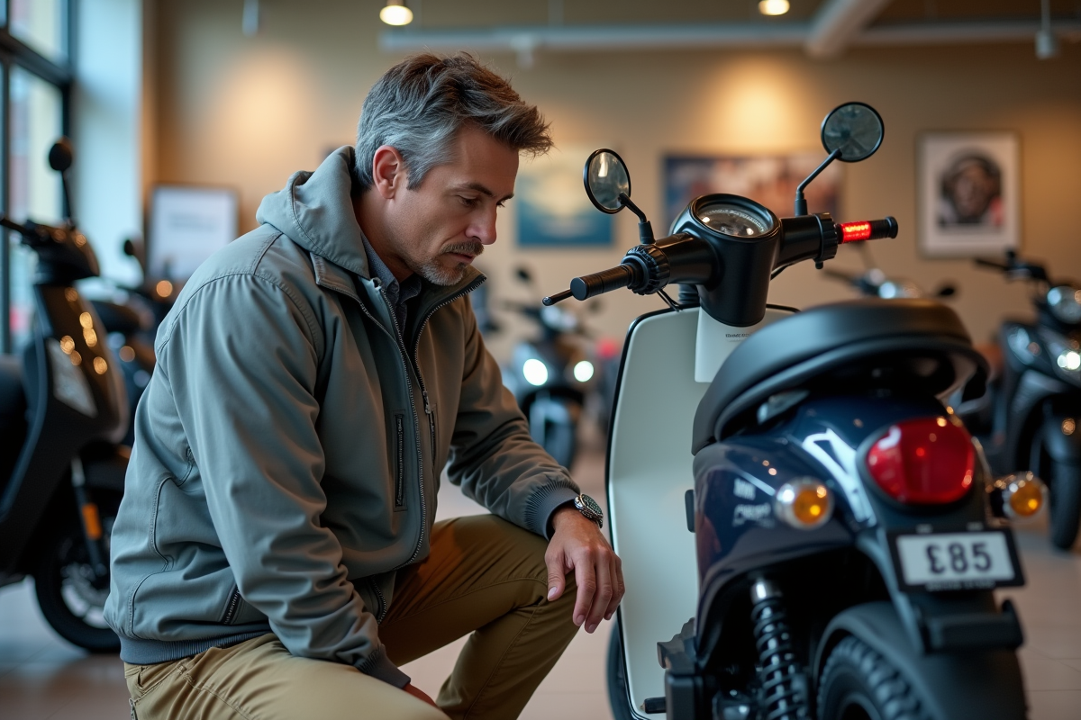 Pere attentif vérifiant le prix d