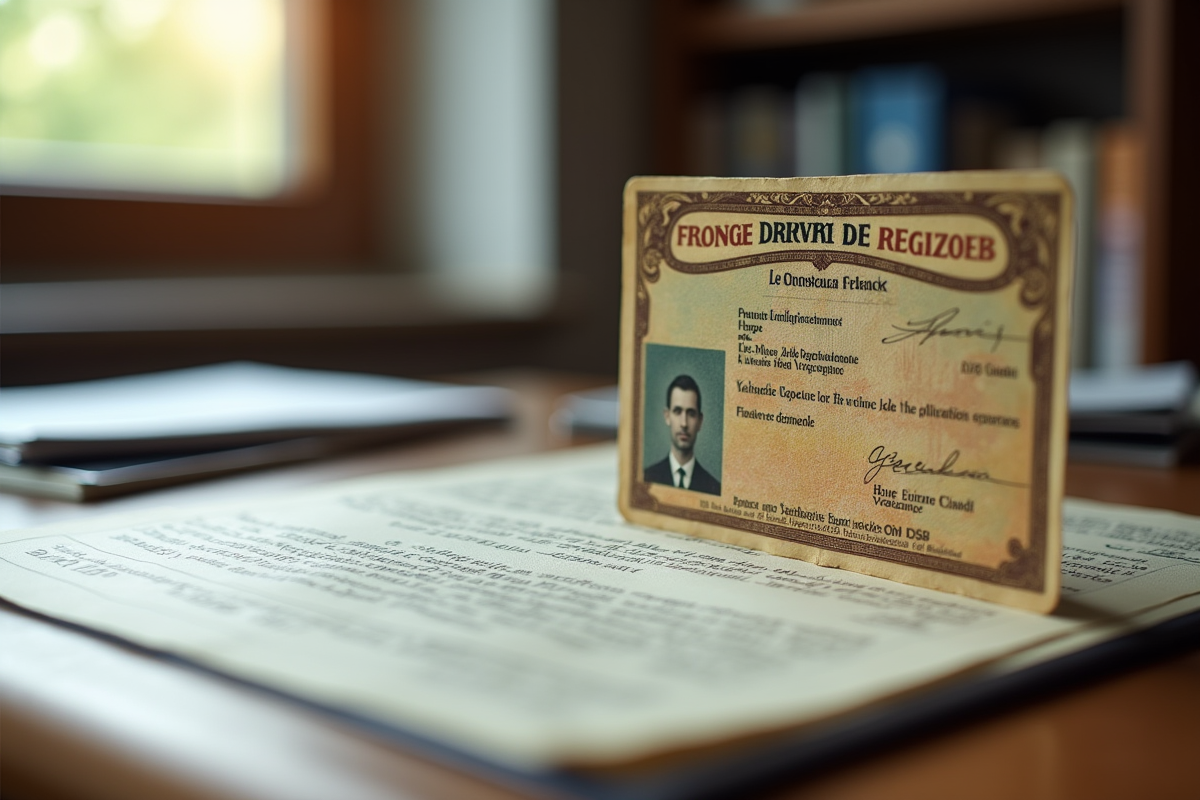 Permis de conduire ancien sur documents sur bureau