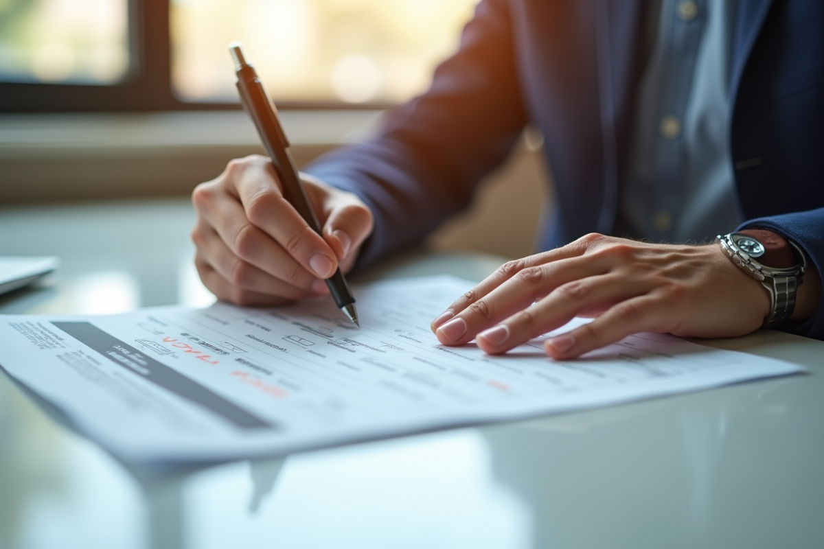 Main remplissant un formulaire de changement d'adresse véhicule