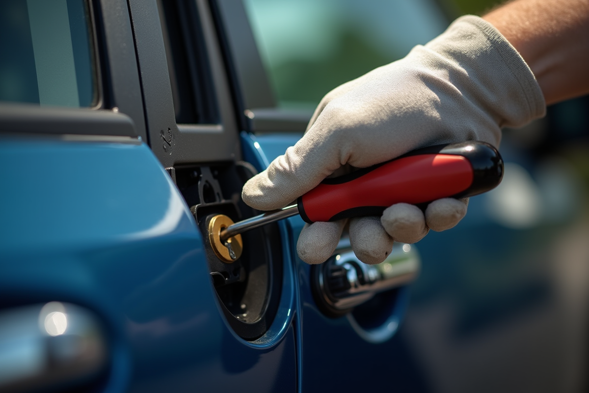 Réparation précise de la serrure de voiture en plein jour